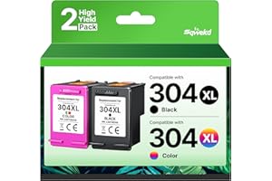Sqwekd 304XL Rigenerata Cartucce Sostituzione per Cartucce HP 304 Nero e Colore per DeskJet 2620 2630 3700 3720 3730 3733 3735 3750 3760 3762 3764 ENVY 5010 5020 5030 5032 5055(1 Nero, 1 Tri-Colore)