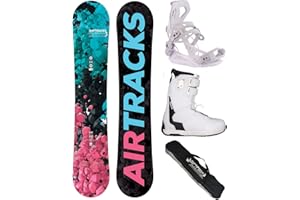 AIRTRACKS Snowboard Set Paquete Completo Tabla Polygonal Hybrid Rocker Mujer+Fijaciones Master+Botas+SB Bolsa Nuevo 138 144 148 154 cm
