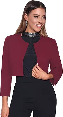 KRISP Bol?�ro Femme Chic Pas Cher Mariage C?�r?�monie Travail Bureau Veste Habill?� Manche : Amazon 