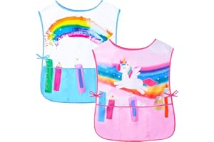 NIDOUL Kids Art Smock Girls Boys Artist Painting Apron with Pockets Sleeveless Smocks for Child 2-7 Years
