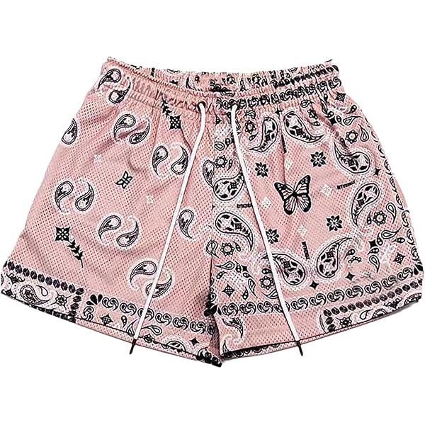 DIOTSR Mens Graphic Shorts Summer Casual Flat Front Shorts Cool Streetwear Designer Shorts Drawstring, 02 Orange Thunder, X-Small