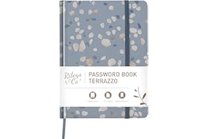 Rileys & Co. Terrazzo Elegance Password Book | Alphabetical Tabs, Password Organizer, Secure Internet & Website Login Keeper, Username Storage | Stylish and Durable (Blue, 20.3 x 15.2 cm)