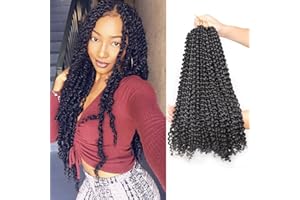 WIGENIUS Passion Twist Hair 18 Inch 1B Black 6 Packs Water Wave Crochet Bohemian Hair for Butterfly Locs Passion Twist Crochet Braids Synthetic Passion Twist Braiding Hair Extensions(1B)