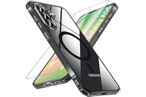 OWKEY Samsung Galaxy A56 5G Hülle,Magnetisch Samsung A56 5G Hülle für Magsafe mit Panzer Glas,[Schutz Militärqualität] Stoßfest Handyhülle Samsung A56 5G Case Transparent Rückseite Schutzhülle,Schwarz