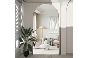 CASSILANDO Gold Arched Full-length Mirror 180x80cm Floor with Standing Aluminum Alloy Frame Large Dressing, Hanging or Leaning, Full Body Mirrors for Bedroom Living Room