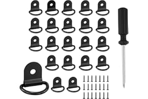 AMANDELIZABE 22 anelli di montaggio a D, in acciaio inox, colore nero, con viti con carico, 100 kg, per rimorchi, camion, meccanici da campeggio, barche a D (22 anelli di montaggio a D)