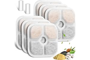 MUKKELA 6 Stück Trinkbrunnenfilter für die Katzen-Wasserbrunnen, Katzenbrunnen Filter für 2,5L Trinkbrunnen Dreifach-Filterung Ersatzfilter Ersatzfilter für Automatischen Wasserspender, 2 Schläuche