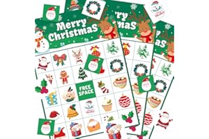 NMKL Christmas Games for Kids Christmas Bingo Christmas Party Games for 24 Players Christmas Bingo Cards Xmas Games for Family School Christmas Activities Adults