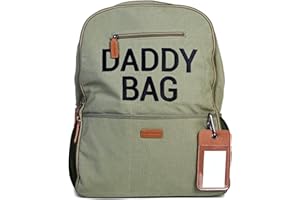 Childhome, Sac À Dos À Langer, Sac Voyage, Grande Contenance, Fonctionnel, Design Belge, Dos Mesh Respirant, Matelas À Langer Pliable, 35 l, Daddy Bag, Kaki