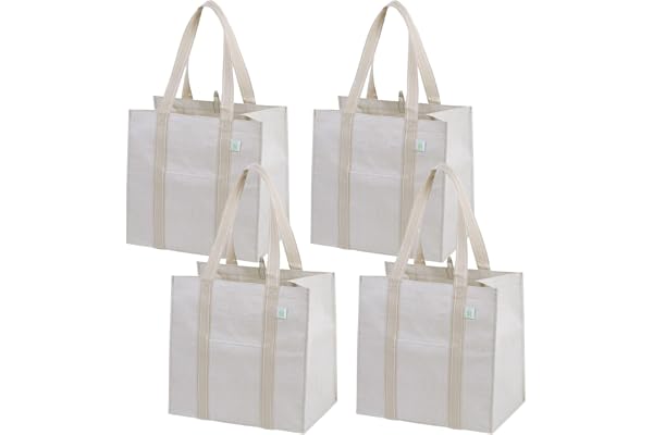 VENO 4-pack 34 l livsmedelsväska återanvändbar shoppingväskor med hård