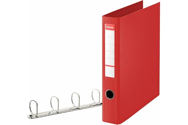 Esselte - 82403 - Classeur à 4 anneaux en Polypropylène - A4 - 55 mm - Rouge