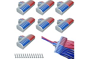 ZXNJA Wago Klemmen 10 Polig,Lüsterklemmen Steckbar,Klemmleiste,2 Pure 12 Out-Anschlussklemmen Mit Hebel,Kompaktklemmen (7 Stück),Steckbare Klemmen Für Inline-Schaltungen