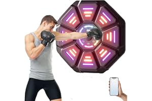 HOCOMAY Macchina da Boxe Musicale con 9 Velocità e 10 Modalità, Macchina da Pugilato Musicale Bluetooth con Display a LED, Attrezzatura Elettronica per l'allenamento Della Boxe Montata a Parete per la Casa