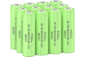 PKCELL 12 stycken AA uppladdningsbara NiMH 1,2 V 600 mAh batteri för