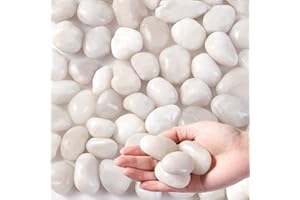 CIOKIT 3.97lb White Decorative Stones - Natural Polished Pebbles for Plant Pots, Smooth Gravel River Rocks for Landscaping, Vase Fillers, Succulents, Aquarium, Pond and Garden Decoration(0.59" - 1.18")