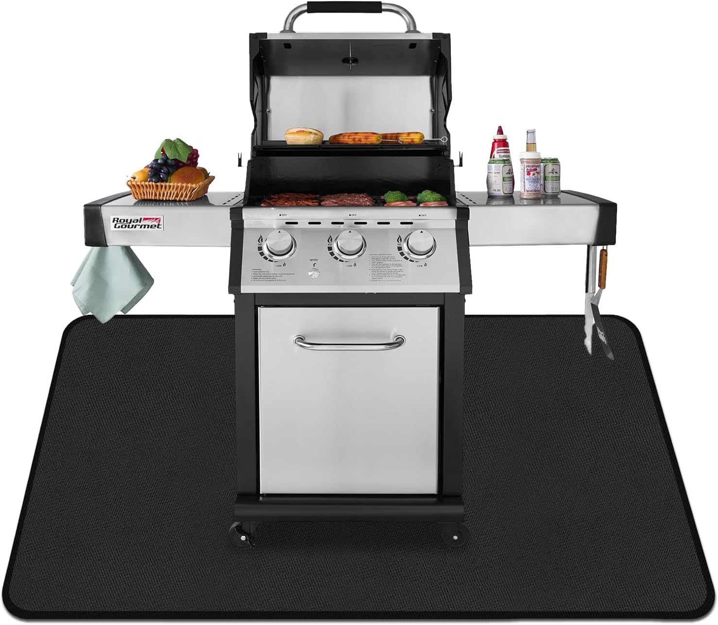 Kovshuiwe Rectangular Alfombrilla ignifuga para Barbacoa,Tapete para fogatas para Cubierta Protectora,Reutilizable e Impermeable,Resistente al Calor y al Agua,para terrazas,césped, Firepad,190 x 91cm