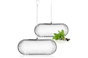 COM-FOUR® 2x passoire à thé en acier inoxydable 304, va au lave-vaisselle - œuf à thé de 11 cm pour thé en vrac, épices et herbes - filtre à thé à mailles fines avec chaîne - passoire à herbes