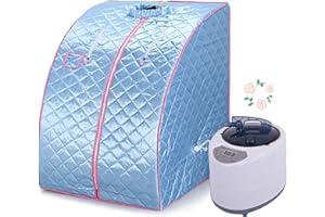 HUOLE Portable Sauna, Mini Steam Sauna for Home, Single Portable Sauna Room Can Relieve Fatigue, Remote Control Timing Temperature Setting Sky Blue B