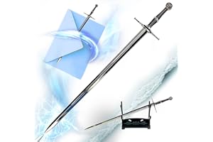SWORDS AND MORE Witcher - Geralt of Rivia Épée en acier Ouvre-lettre avec support Épée miniature Cadeau de jeu vidéo pour les fans de joueurs et les collectionneurs