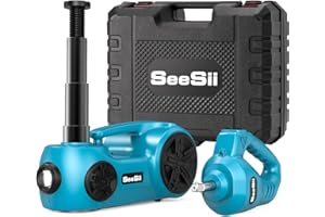 SEESII Electric Car Jack Kit: 5 Ton 45 cm Lift Range Car Jack Hydraulic with Impact Wrench and Tire Inflator, 12V Portable Floor Jack for SUV/Truck/Sedan Emergency Roadside Tire Change & Garage Repair
