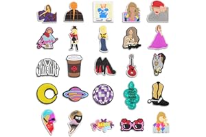 VANHVIS 25Pcs TS Shoe Charms for Croc Sandals, 30Pcs Singer Merch Shoe Charms Decoration for Women Girls Fans Gift