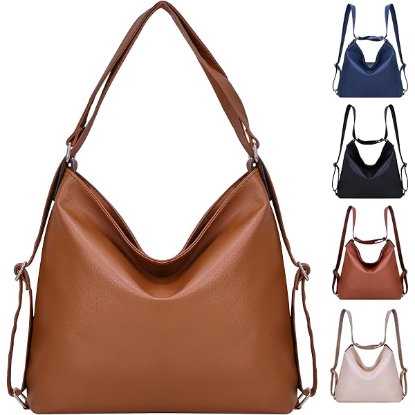 Borsa a Spalla Convertibile in Zaino Donna Sacca Spallaccia Morbida Ecopelle Multitasche Tracolla Regolabile Dimensioni: 35 X 25 X 15 cm. ART. 4609. Marchio Coveri (BEIGE/KHAKI