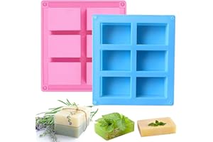 ‎QUNKUN Seifenformen Silikon, 2 Stück Rechteckige Seifenform, 6-Cavity Hand Made Seifenformen zum Gießen, DIY Hausgemachte Backform für Seifenherstellung