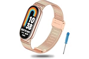 Xisair Pasek kompatybilny z Xiaomi Mi Band 8 Paski Xiaomi Mi Band 9 Metalowy pasek ze stali nierdzewnej dla Miband 8 Miband 9 Akcesoria Unisex Zamienne bransoletki