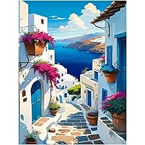 Kit Peinture Par Numéros Adultes - Lot De 6 Toiles 20x30 Cm Motif Paysage - Avec Peintures Acryliques Et 9 Pinceaux