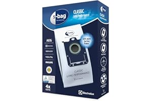 Electrolux E201S Sacs Aspirateur S-Bag Long Performance, Boite de 4 Sacs, 3,5 litres, Powerflow, Système de Fermeture Automatique hygiénique, Convient à de Nombreux Types d'aspirateurs