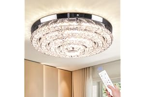 Cainjiazh 18" Kristall Kronleuchter Deckenleuchte Moderne runde Leuchte Kronleuchter für Schlafzimmer Esszimmer Wohnzimmer Küche mit Fernbedienung (Dimmbar)