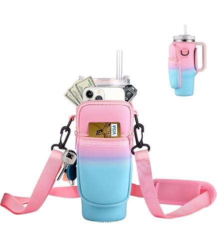 Sac Pour Bouteille D'eau Stanley 40oz (1.2L) - Housse De Protection Néoprène Avec Sangle Et Poche Téléphone - Idéal Randonnée, Camping - 5