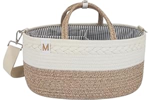 M MARIE MADELEINE EMPORIUM Marie Madeleine Organizador de Pañales, Cesta Bebé, Canastilla para Recién Nacido, Cesta Organizadora de Pañales, Regalo para Bebé Recién Nacido, Organizador de Cuna con 3 Compartimientos