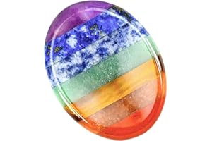 Chakra Heilstein Daumenstein gegen Angst – 7 Chakren Kristalle, Polierter Naturstein Handschmeichler, Bunter Palmstein für Meditation, Stressabbau & Spirituelle Geschenke – Yitco
