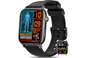 NAIXUES 2025 Smartwatch Herren Damen 𝐁𝐥𝐮𝐭𝐳𝐮𝐜𝐤𝐞𝐫,1.83" Zoll Uhren Herren mit 150 Sportmodi/𝐄𝐂𝐆/𝐇𝐑𝐕/Herzfrequenz/SpO2/Blutdruck, IP68 Wasserdicht Fitness Tracker für iOS Android Schwarz
