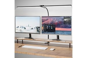 Hensam LED Desk Lamp Dimmable for Home Office, 1800 LM Eye Protection Daylight Lamp with 5 Colour Temperatures, Gooseneck Table Lamp with Clampable, 80 cm, Black