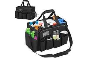 WildFun Sac de rangement de nettoyage avec poignée, sac fourre-tout avec bandoulière et sangle de taille pour fournitures de nettoyage, maison, artisanat, voiture et jardin