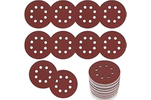 YIBAIJIA 15 Stück Schleifpapier 125mm Klett, 80 Körnung Schleifscheiben, 8 Löcher Rund Klett Schleifpapier für Exzenterschleifer Holz, Metall, Farbe