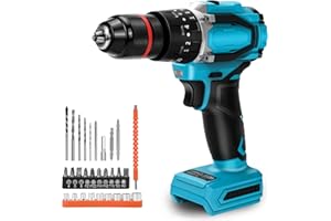 CONBLOM Akumulatorowa wiertarko-wkrętarka udarowa kompatybilna z akumulatorem Makita 18 V, wiertarką akumulatorową i wkrętarką akumulatorową 9600 obr./min, moment obrotowy 60 Nm, 2-biegowy, bezszczotkowy