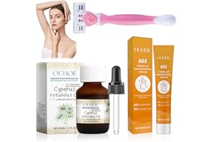 MEEMION 2 Piezas Cyperus Rotundus Oil, con Crema Depilatoria Facial Mujer, Aceite Puro de Cyperus Rotus, Reduce el Crecimiento del Vello Corpora, para Brazos, Piernas, Axilas