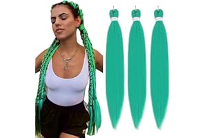 FIRSTCYH HAIR Braiding Hair Pre Stretched - 26 Inch Pre Stretched Braiding Hair Peacock Green Braiding Hair Soft Yaki Texture 3 Packs Crochet Hair Extensions Braids for Black Women (26 Inch(3Packs), Peacock Green)
