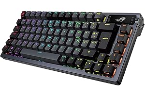 ASUS ROG Azoth - Clavier mécanique Gaming avec Connection tri-Mode, écran OLED, Montage par Joint, Switchs et stabilisateurs de Clavier ROG NX Red prélubrifiés, Hot-Swap, AZERTY