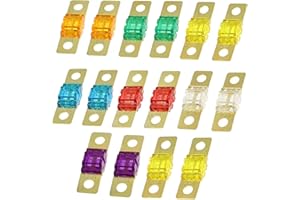 TOALUEA 16 Pièces Fusible Voiture, Midi Fusibles Set 20A 30A 40A 50A 60A 80A 100A 120A, 32V ANL Fusible Bolt-on, Courant éLevé Fusibles Plats à Lame pour Fusibles Auto Moto Truck RV Camion