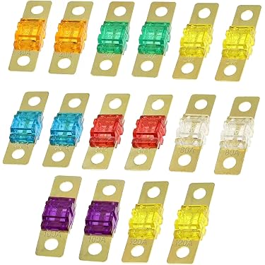 Kit 16 Fusibles ANL Midi 32V - 20A à 120A, à Vis, Pour Auto, Camion, Camping-car, Moto (protection Circuits)