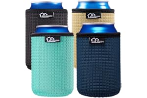 ‎WK IEASON WK IEASON 12oz Standard Can Sleeves Insulators Holder 12OZ Beer Bottle Sleeves Non-Slip Neoprene Can Cooler for Coco cola, White Claw and More 4PC Pack (Black/Cool Mint/Dark blue/Khaki)