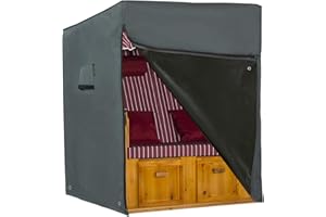 Hentex Cover Strandkorb Abdeckung Winterfest und Wasserdicht, Sonnencreme, UV- Beständig Strandkorb Premium Strandkorbhülle anthrazit L 128cm