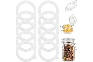 LUMINARYLAIR 10 Piezas Juntas de Silicona para Tarros,Sustitución de Juntas de Tarro,Juntas de Silicona para Tarros de Repuesto,Junta de Goma Hermética Reutilizable,para Una Amplia Gama de la Mayoría de Las Lata