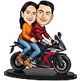 Avatar Studio Personalized Gift for Friends, Brother, BFF, Boyfriend, Husband, Wife, Father Character Caricature Photo Frame Unique Design Customized Gift for Friends & Family (Couple Motorcycle Rider - 1)