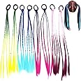 12 Stück Bunte Haarsträhnen Für Kinder - 6 Farben Mit Gummibändern