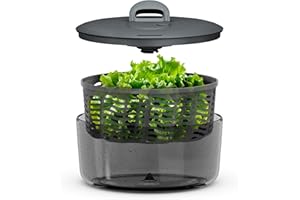 Zyliss Easy Spin Salad Spinner Small, Non-Slip Base, Serving Bowl, AquaVent™ Technology, Retractable Cord and Brake System, Easy to Clean